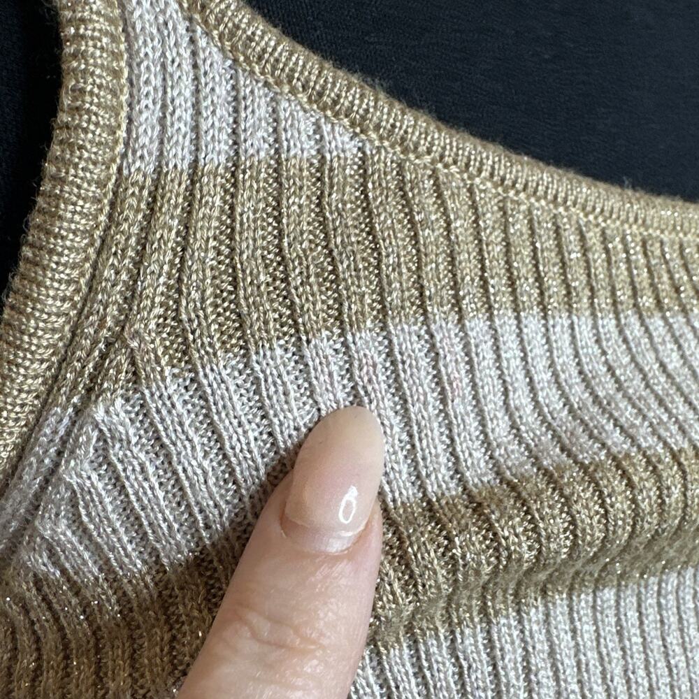 Vintage Gap Y2K Striped Knit Cami Tank Top Small Rayon Blend Gold Cream Grunge - Picture 10 of 10